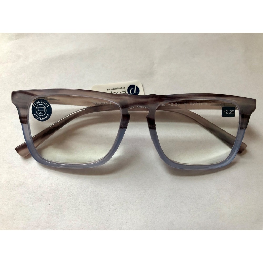 New Gray Blue Swagger Blue Light Peepers reading glasses +2.25